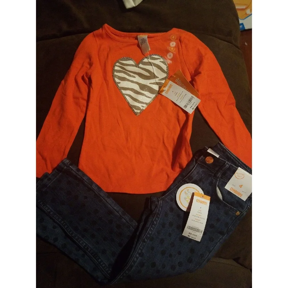 Gymboree right meow top‎ jeans 4 nwt